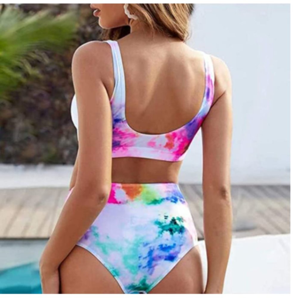 Bright Splash Multicolor Sporty Bikini - Picture 3 of 4